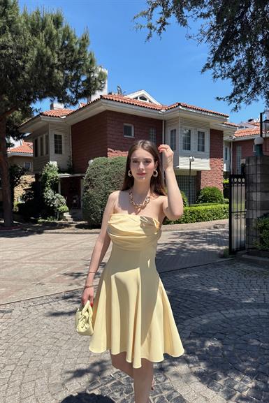 STRAPLEZ KISA ABİYE ELBİSE