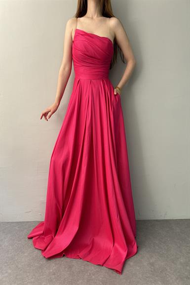 STRAPLEZ LİKRA TAFTA ABİYE ELBİSE