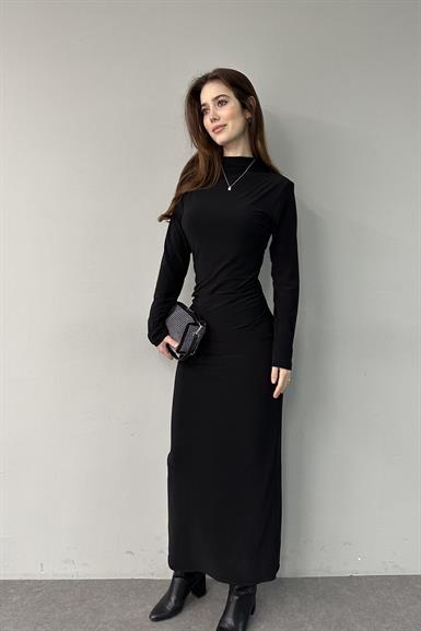 YAN DRAPE DETAYLI ELBİSE