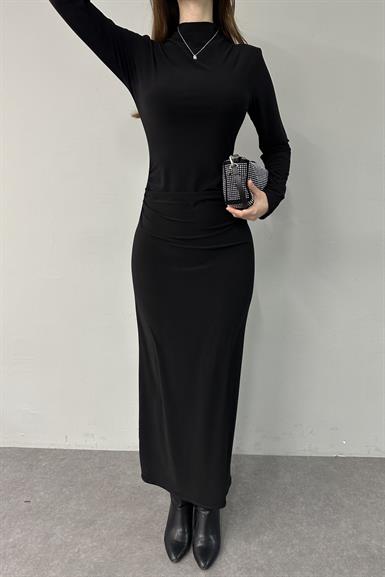 YAN DRAPE DETAYLI ELBİSE