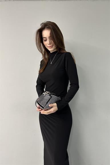 YAN DRAPE DETAYLI ELBİSE