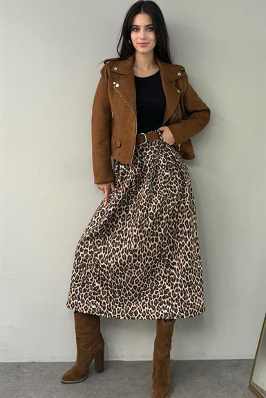 LEOPAR DESEN MİDİ BOY ETEK