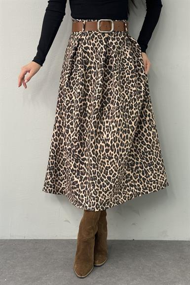 LEOPAR DESEN MİDİ BOY ETEK