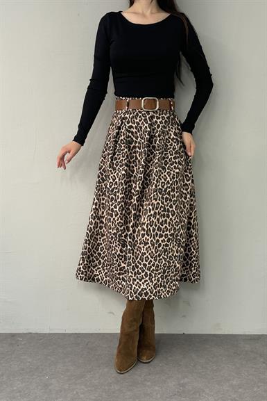 LEOPAR DESEN MİDİ BOY ETEK
