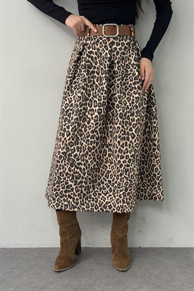LEOPAR DESEN MİDİ BOY ETEK