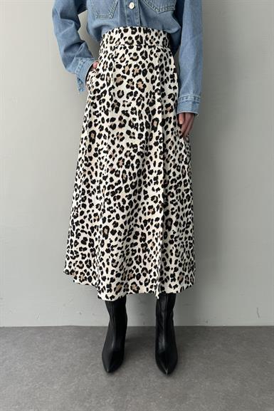 LEOPAR DESEN PİLELİ ETEK