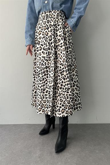 LEOPAR DESEN PİLELİ ETEK