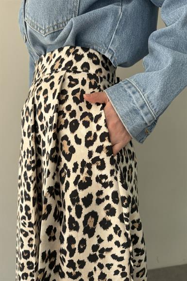 LEOPAR DESEN PİLELİ ETEK
