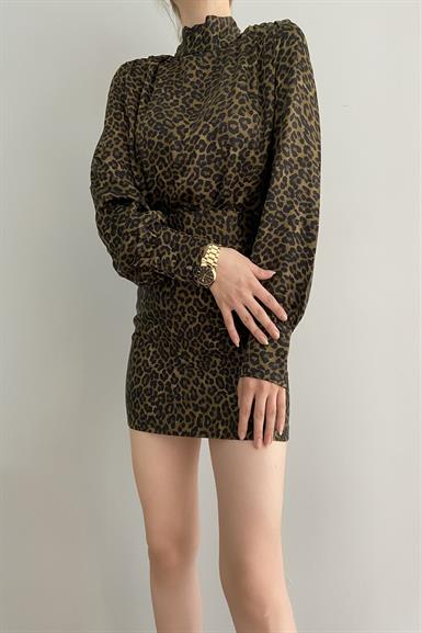 LEOPAR DESEN SATEN KISA ETEK