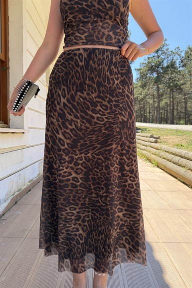 LEOPAR DESEN TÜL ETEK