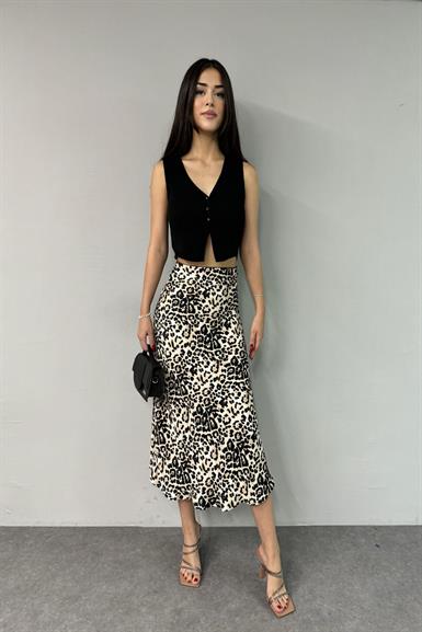 LEOPAR DESENLİ SATEN ETEK