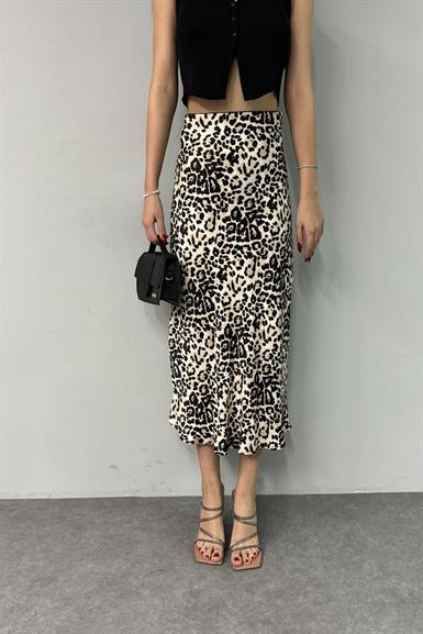 LEOPAR DESENLİ SATEN ETEK