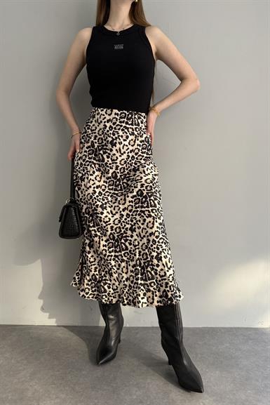 LEOPAR DESENLİ SATEN ETEK