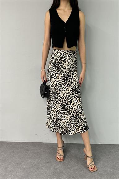 LEOPAR DESENLİ SATEN ETEK