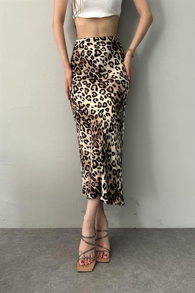 LEOPAR DESENLİ SATEN ETEK