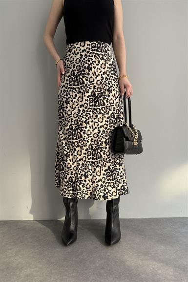 LEOPAR DESENLİ SATEN ETEK
