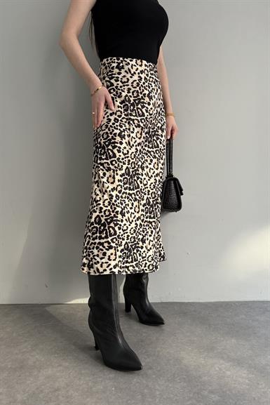 LEOPAR DESENLİ SATEN ETEK
