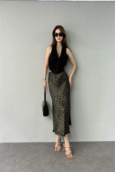 LEOPAR DESENLİ SATEN ETEK