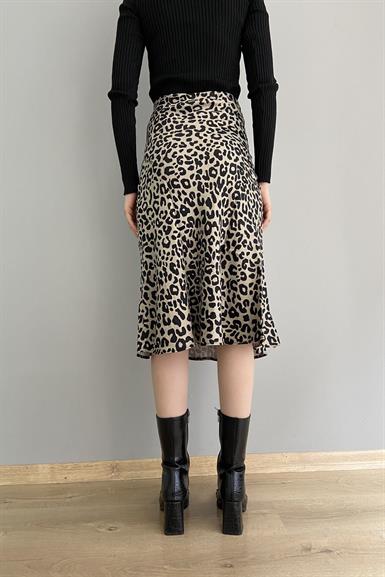 LEOPAR DESENLİ SATEN ETEK