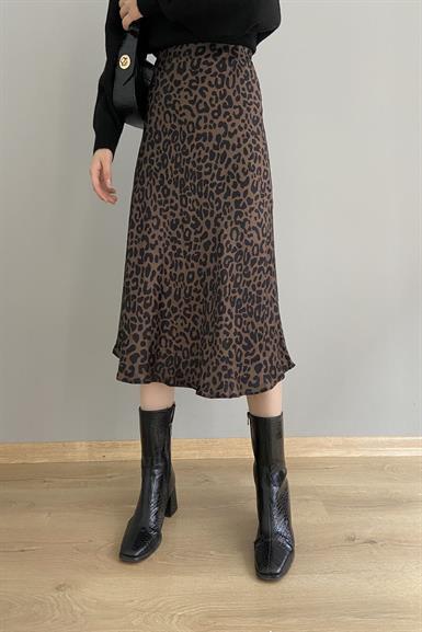 LEOPAR DESENLİ SATEN ETEK