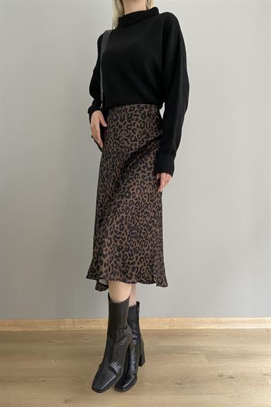 LEOPAR DESENLİ SATEN ETEK
