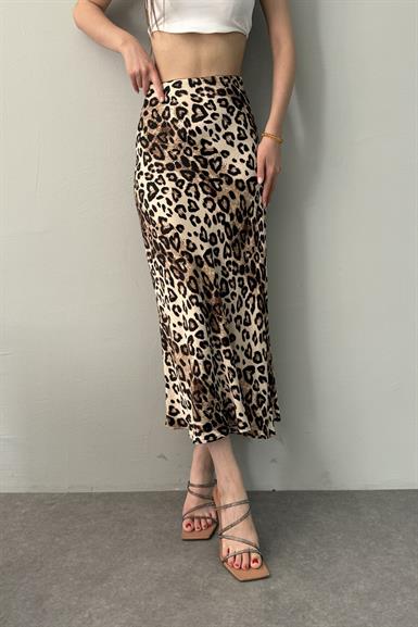 LEOPAR DESENLİ SATEN ETEK