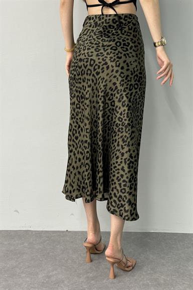 LEOPAR DESENLİ SATEN ETEK