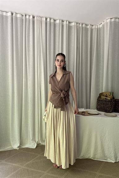 PİLE DETAYLI CEPLİ ETEK