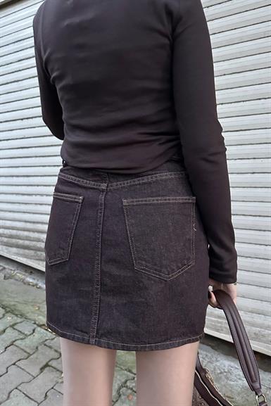 renkli denim mini etek