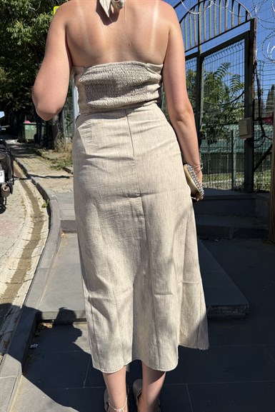 ŞERİT BONCUK DETAYLI ETEK