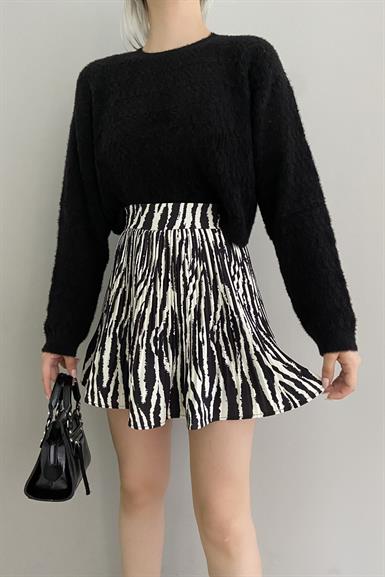 ZEBRA DESEN PİLİSELİ ŞORT ETEK