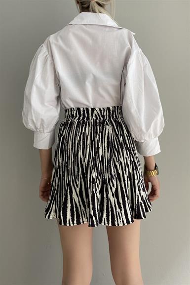 ZEBRA DESEN PİLİSELİ ŞORT ETEK