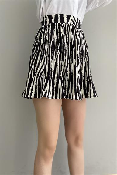 ZEBRA DESEN PİLİSELİ ŞORT ETEK