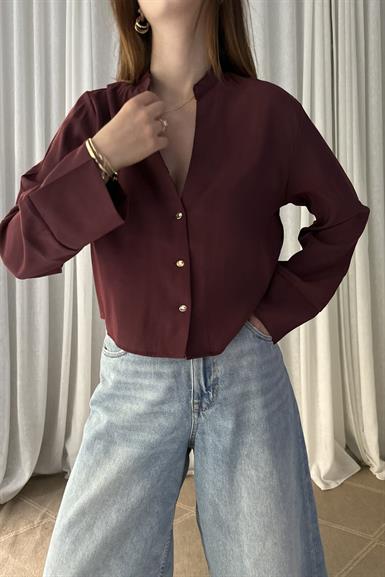 HAKİM YAKA CROP GÖMLEK
