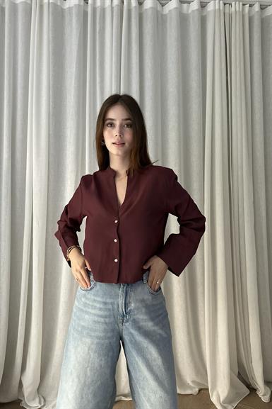HAKİM YAKA CROP GÖMLEK