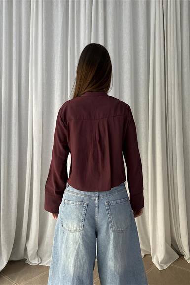 HAKİM YAKA CROP GÖMLEK