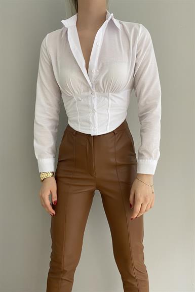 KORSE BELİ LASTİKLİ GÖMLEK
