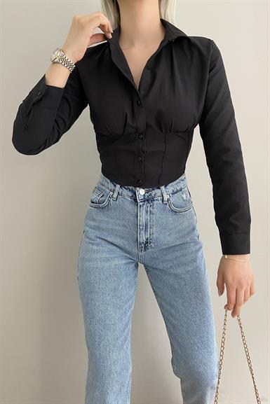 KORSE BELİ LASTİKLİ GÖMLEK