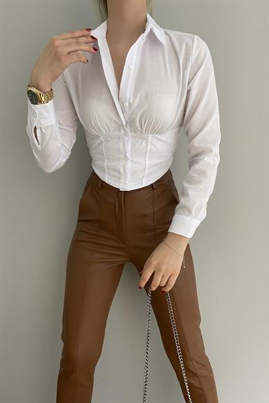 KORSE BELİ LASTİKLİ GÖMLEK