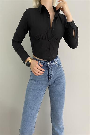 KORSE BELİ LASTİKLİ GÖMLEK
