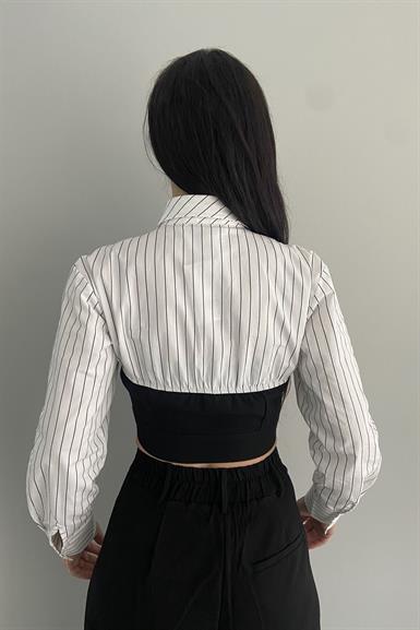 KUMAŞ GARNİLİ CROP GÖMLEK