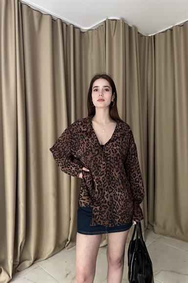 LEOPAR DESEN OVERSİZE GÖMLEK