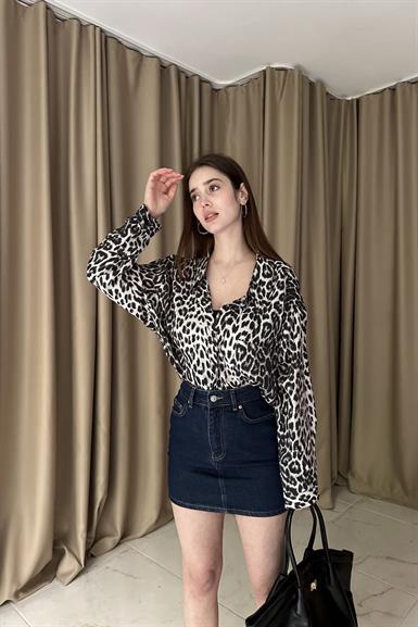 LEOPAR DESEN OVERSİZE GÖMLEK