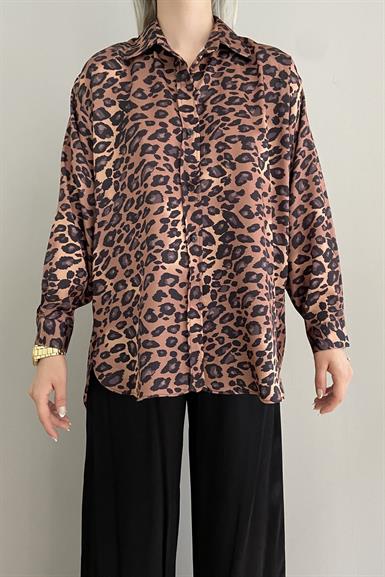 LEOPAR DESEN SATEN GÖMLEK