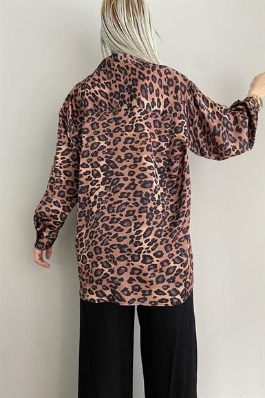 LEOPAR DESEN SATEN GÖMLEK