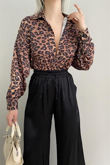 LEOPAR DESEN SATEN GÖMLEK