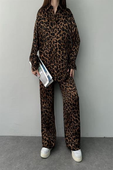 LEOPAR DESENLİ SATEN GÖMLEK