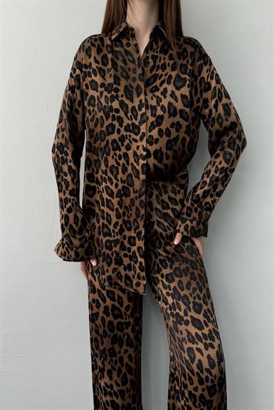 LEOPAR DESENLİ SATEN GÖMLEK