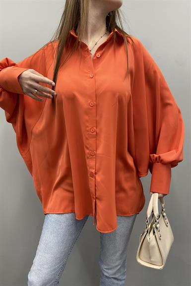 REGLAN KOL KREP ÖN DÜĞMELİ OVERSİZE BLUZ