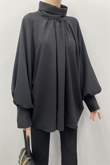 REGLAN  KOL  VE YAKA BÜZGÜ DEAYLI OVERSİZE SATEN GÖMLEK
